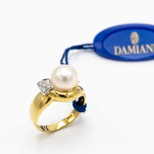 Anillo Damiani de oro amarillo de 18 kt con perlas y diamantes A.233 - Imagen 1 de 10