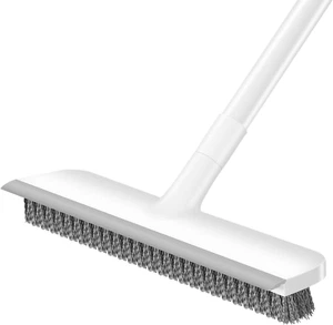 Floor Scrub Brush with 48-Inch Long Adjustable Handle 2 in 1 Scrape Brush Stiff - Picture 1 of 12