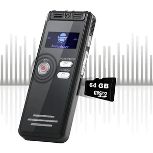 64GB Digital Voice Recorder Audio MP3 Player Dictaphone Sound Recording Portable - Picture 1 of 6