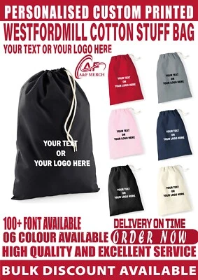 Personalised Custom Westford Cotton Stuff Tote Reusable Shopping Carrier WM115 - Image 1 of 4