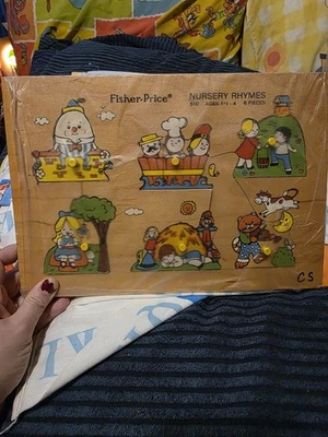 Vintage 1971-72 Fisher Price Quaker Oats Nursery Rhymes Wooden Puzzle  510 - Image 1 of 4