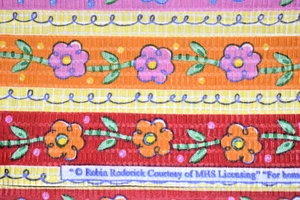 OOP 3 Yards Seersucker Baumwollstoff Robin Roderick Blumen Streifen Retro - Bild 1 von 5