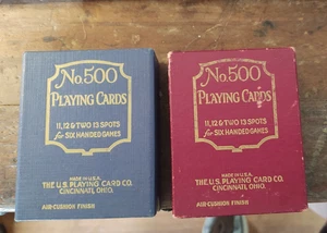 Nr. 500 (2) Zwei antike Vintage komplette Decks. Rot und Blau - Bild 1 von 4