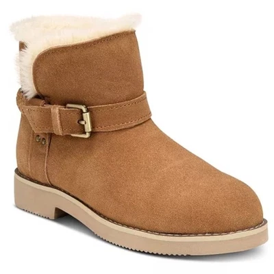 NOVO Style & Co Korri Botas de Tornozelo Couro Marrom Castanho Inverno Forro de Pele Sintética 7 - Imagem 1 de 4