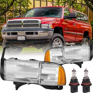 Headlights Assembly for 1994-2001 Dodge Ram 1500/1994-2002 Dodge Ram 2500 3500 - Picture 1 of 9