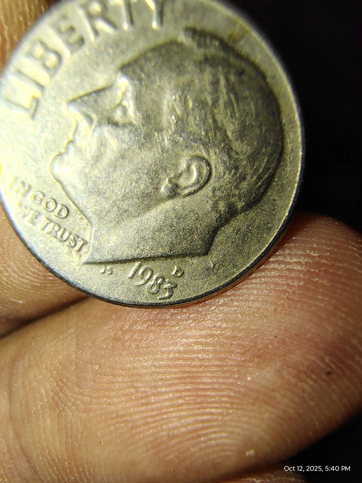 1983 Roosevelt d mint mark extra earlobe error - Image 1 of 4