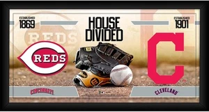 Cincinnati Reds vs Cleveland Indians Frmd 10" x 20" House Divided Collage - Picture 1 of 1