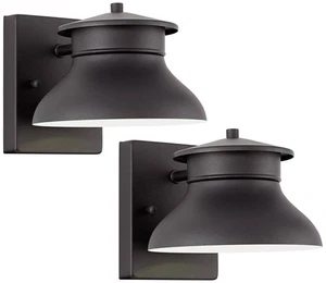 Modern Wall Light Sconces Set of 2 Black Hardwired 7" LED Fixture Bedroom Vanity - Picture 1 of 7
