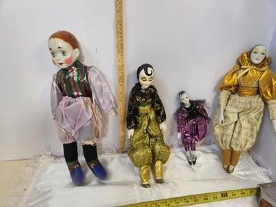 Lote De 4 Muñecas Payaso Bufón Vintage Porcelana  Foto 1 de 4