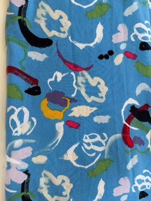 Blue Floral Sewing Fabric Joann Abstract Art Polyester Stretch Knit 1 Yard x 64" - Image 1 of 3