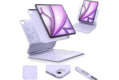 ESR iPad Pro 13 (2024) Magnetic Keyboard Case 360 Rebound Series Purple Open Box - Image 1 of 4