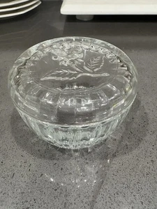 Vaso baratija de vidrio transparente vintage marcado Italia - Imagen 1 de 6