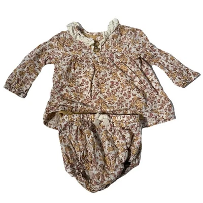 Nicole Miller Juego Floral 2 Piezas Bebé 6-9 Meses Volantes Foto 1 de 4