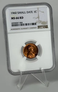 1960 Small Date Lincoln Memorial Penny Cent NGC MS66 RD 9/9 and 6/6 Error BU - Picture 1 of 4