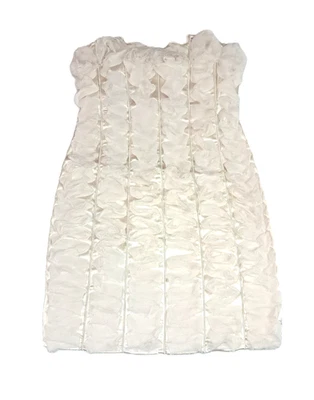 Mujer YA Los A Marfil Volantes Vestido de Cóctel PEQUEÑO NUEVO CON ETIQUETAS Sin Tirantes Satén Boda Foto 1 de 4