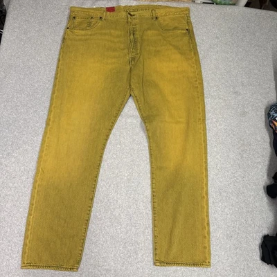 Levis 501 CT Jeans Mens 42x32 Mustard Yellow Tapered Leg Button Fly Denim New - Image 1 of 4