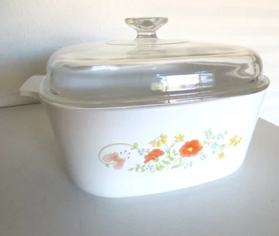Vintage Corningware A-5-B Wildflower Casserole 5 Liter With Pyrex Lid A 12 C Euc - Image 1 of 4