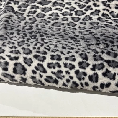 Faux Fur Snow Leopard Print Fabric Remnant 70”x60” Soft Plush – As Is - Image 1 of 3