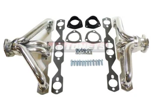 1955-57 Chevy Ceramic Shorty Headers TRI 5 SBC Bel Air Impala Power steering  - Picture 1 of 3