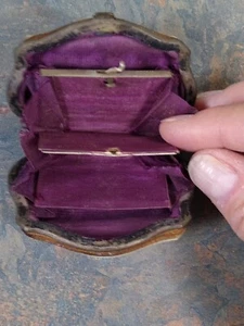 vintage French ivory CELLULOID COIN PURSE silver purple 2.75" art deco 1930s - Picture 1 of 10