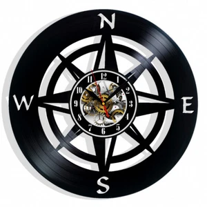 Wind Rose Vinyl Wall Clock Decor Gift Christmas Birthday Holiday Home Decor Art - Picture 1 of 5
