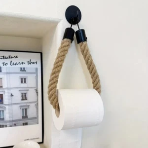 Hemp Rope Toilet Roll Paper Holders Retro Tissue Holder - Picture 1 of 7
