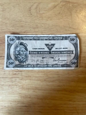 Billete de 50 centavos de dinero Canadian Tire 1987 Foto 1 de 2