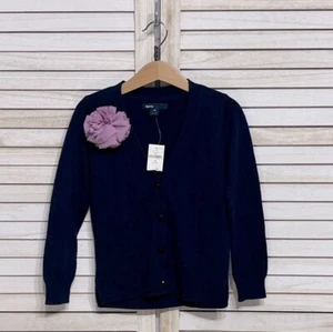 NWT Gap Girls Cardigan Size XS Navy Knit Button Up Sweater - Picture 1 of 3