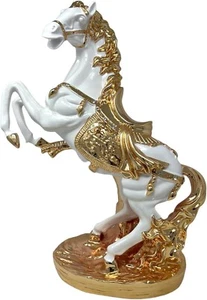 Weiß und Gold italienischer Stil Pferd Ornament Porzellan 40 cm Regal Sitter Figur - Bild 1 von 7