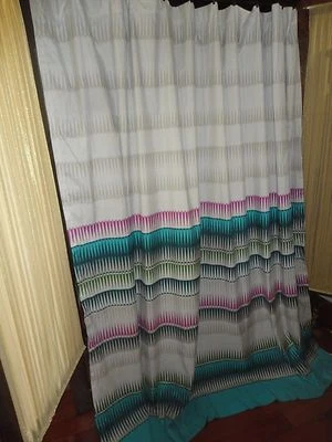 KAS AUSTRALIA TRIBAL VERDE AZULADO CAQUI ROSA TELA CORTINA DE DUCHA 70 X 72 Foto 1 de 4