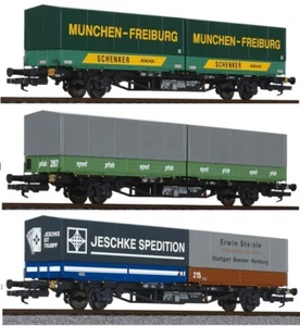 Liliput 235220 235221 235222 3 Containerwagen Lgjss Pfab Jeschke DB Schenker Ep4 - Picture 1 of 5