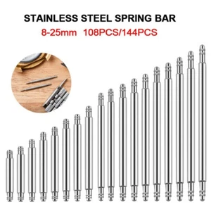 108pcs 8-25mm Stainless Steel Watch Band Strap Spring Bar Link Pins Remover - Picture 1 of 14