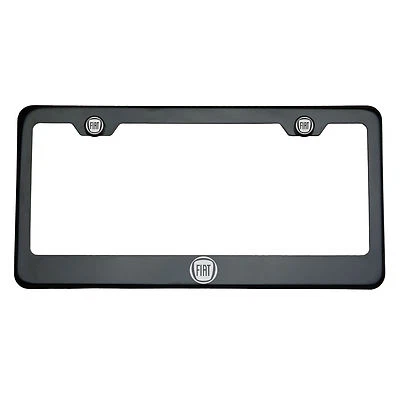 T304 Titanium Laser Engraved Brush Silver Lettering Fiat Logo License Frame - Image 1 of 4