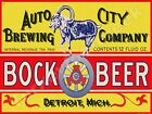 Auto City Bock Beer Label 9" x 12" Metal Sign
