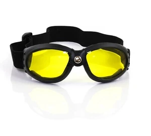 Padded Motorcycle Bikers Goggles Yellow Anti Fog Lens - Picture 1 of 7