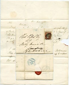 1850 LETTER DURHAM 267 NUMERAL to KIRBY MOORSIDE YORKS - Picture 1 of 5