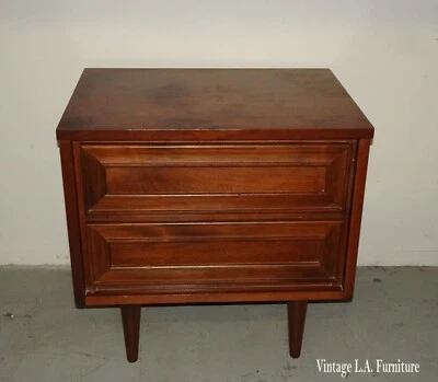 Vintage Mid Century Modern Brown Nightstand w Peg Legs - Image 1 of 4