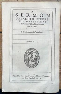 1624 Joseph Hall "Eine Predigt vor seiner Majestät am Hof der Balds" - Bild 1 von 6