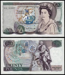 ENGLAND 20 PFUND SOMERSET (B351) ERSTES PRÄFIX 01A AU/UNC - Bild 1 von 1