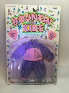 Bouncin Kids Doll Clothes Sweatsuit WarmUps 1989 Galoob New Pink Purple Vtg  - Picture 1 of 5