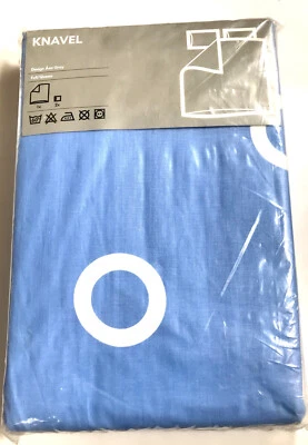 NWT IKEA Knavel Blue Duvet Cover + Pillowcase Set w/White Circles Full/Queen - Image 1 of 4