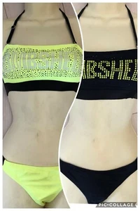 RIVER ISLAND Yellow or Black Bandeau BOMBSHELL BIKINI Size 8, 16 - Picture 1 of 7