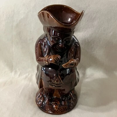 BENNINGTON POTTERY BROWN GLAZED ROCKINGHAM SNUFF TAKER TOBY JUG ANTIQUE - Image 1 of 4