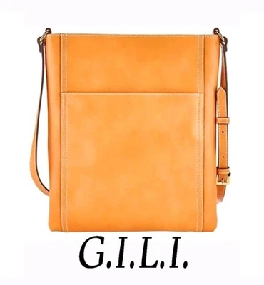 G.I.L.I. Bandolera plana de cuero con doble cremallera Terra | Esencial con bolsillos adicionales Foto 1 de 4