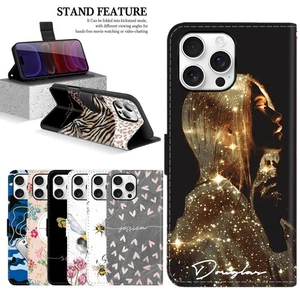 Personalisierte Lederhülle hübsch gemustert für iPhone 17 16 Pro Max 15 14 Cover - Bild 1 von 55