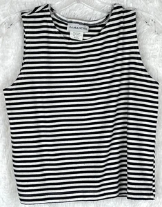 Camiseta sin mangas Samantha mediana negra blanca a rayas - Imagen 1 de 4