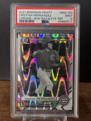 2021 Bowman Draft #BDC193 Cristian Hernandez Chrome-B/W Raywave Ref. PSA 9 - Image 1 of 2