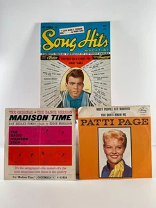 1960s Music Nostalgia Gift Combo Patti Page & Madison 45s w/ Song Hits Magazine - Imagen 1 de 24