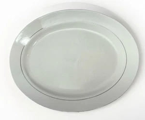 Tabletops Unlimited Double Platinum Band Oval Serving Bowl/Platter 13.75" L NOS - Picture 1 of 6
