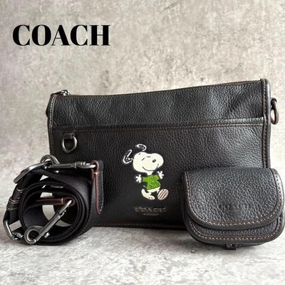Coach CE710 Heritage Convertible Crossbody Bag Snoopy Peanuts Leather Black - Image 1 of 4